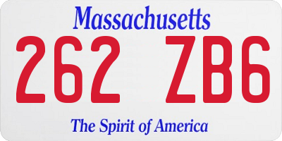 MA license plate 262ZB6