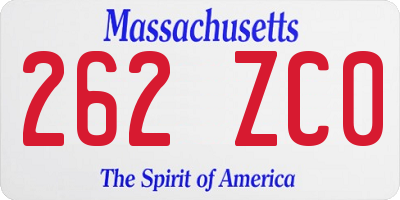 MA license plate 262ZC0