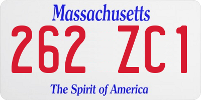 MA license plate 262ZC1