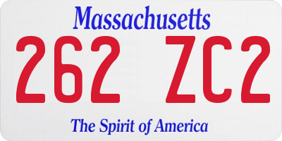 MA license plate 262ZC2