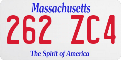MA license plate 262ZC4