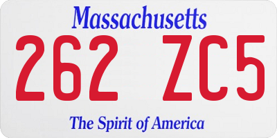 MA license plate 262ZC5
