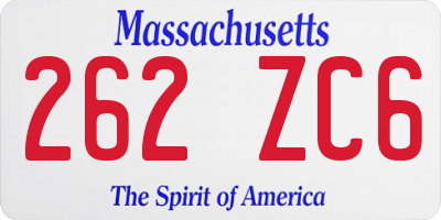 MA license plate 262ZC6