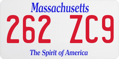 MA license plate 262ZC9