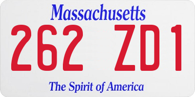 MA license plate 262ZD1