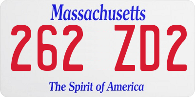 MA license plate 262ZD2