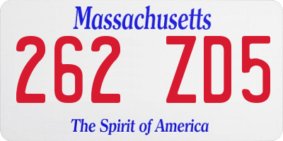 MA license plate 262ZD5