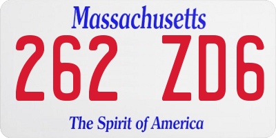MA license plate 262ZD6