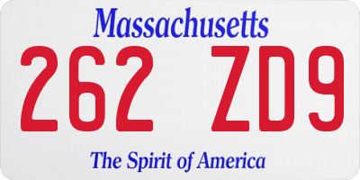 MA license plate 262ZD9