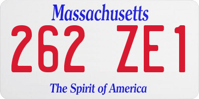 MA license plate 262ZE1