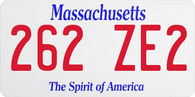 MA license plate 262ZE2