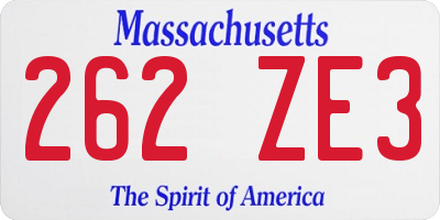 MA license plate 262ZE3