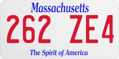 MA license plate 262ZE4