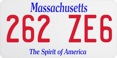 MA license plate 262ZE6
