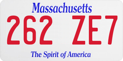 MA license plate 262ZE7
