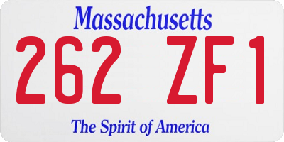 MA license plate 262ZF1