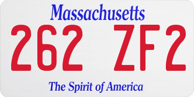 MA license plate 262ZF2