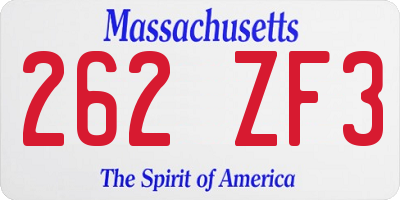 MA license plate 262ZF3