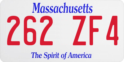 MA license plate 262ZF4