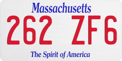 MA license plate 262ZF6