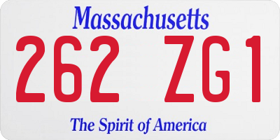 MA license plate 262ZG1