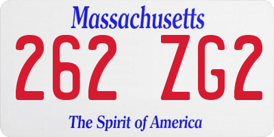 MA license plate 262ZG2