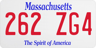 MA license plate 262ZG4