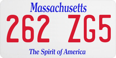 MA license plate 262ZG5