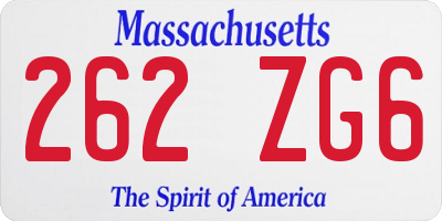 MA license plate 262ZG6