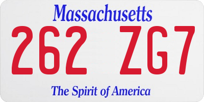 MA license plate 262ZG7