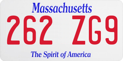 MA license plate 262ZG9