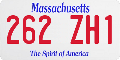 MA license plate 262ZH1