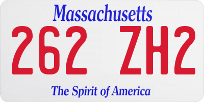 MA license plate 262ZH2