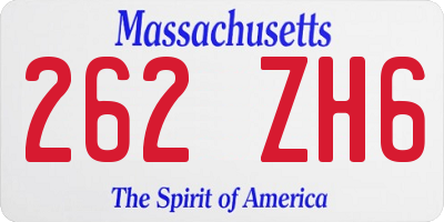 MA license plate 262ZH6