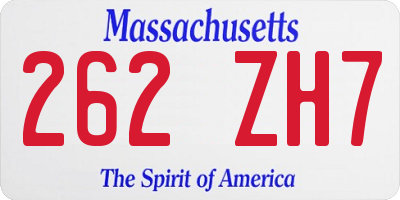 MA license plate 262ZH7