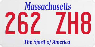 MA license plate 262ZH8