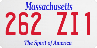 MA license plate 262ZI1