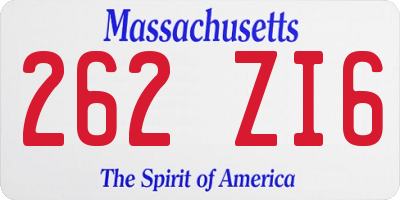 MA license plate 262ZI6