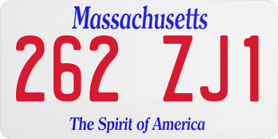 MA license plate 262ZJ1