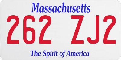 MA license plate 262ZJ2