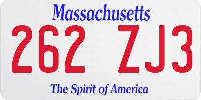 MA license plate 262ZJ3