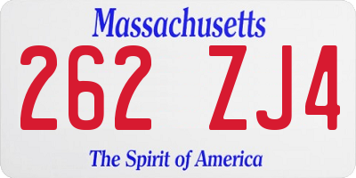 MA license plate 262ZJ4