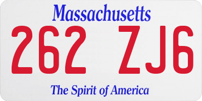 MA license plate 262ZJ6
