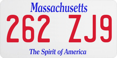 MA license plate 262ZJ9