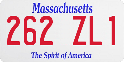 MA license plate 262ZL1