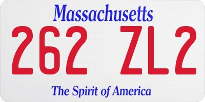 MA license plate 262ZL2