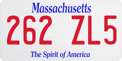 MA license plate 262ZL5