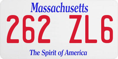 MA license plate 262ZL6