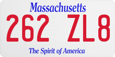 MA license plate 262ZL8