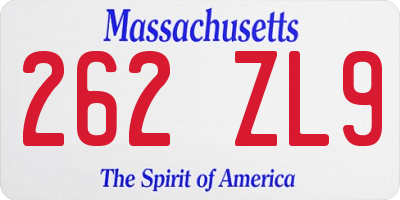 MA license plate 262ZL9